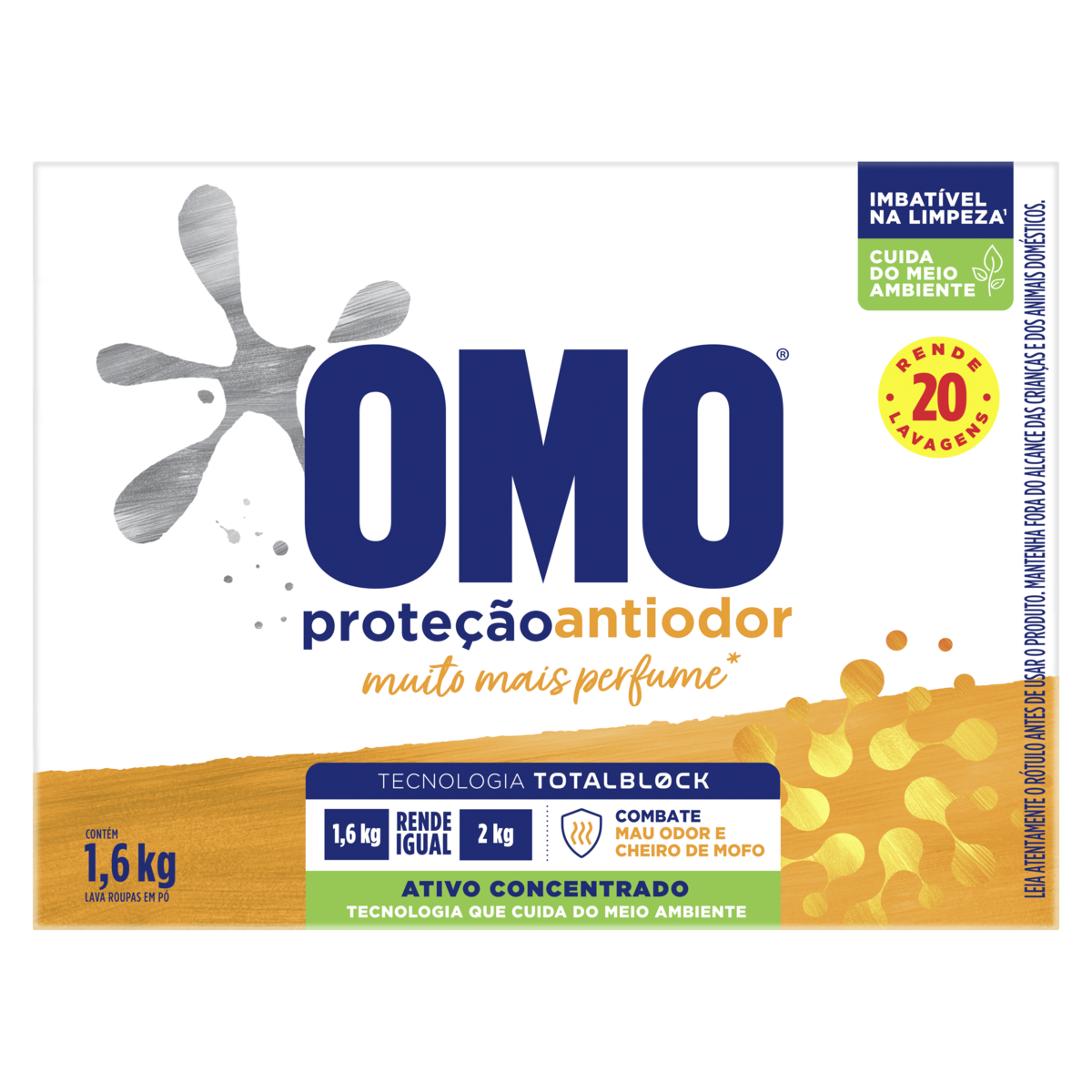 LAVA-ROUPAS PÓ OMO PROTEÇÃO ANTIODOR CAIXA 1,6KG