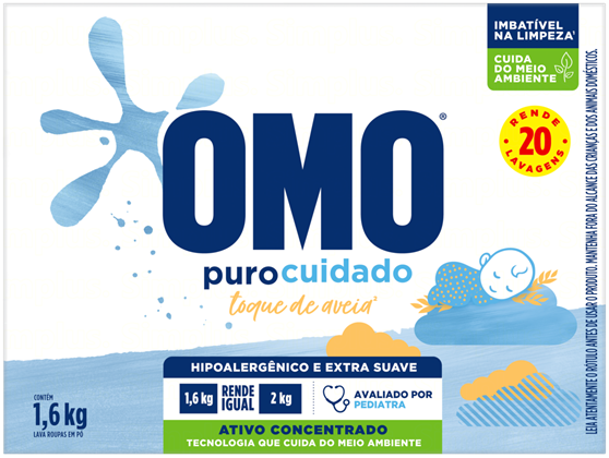LAVA-ROUPAS PÓ OMO PURO CUIDADO CAIXA 1,6KG