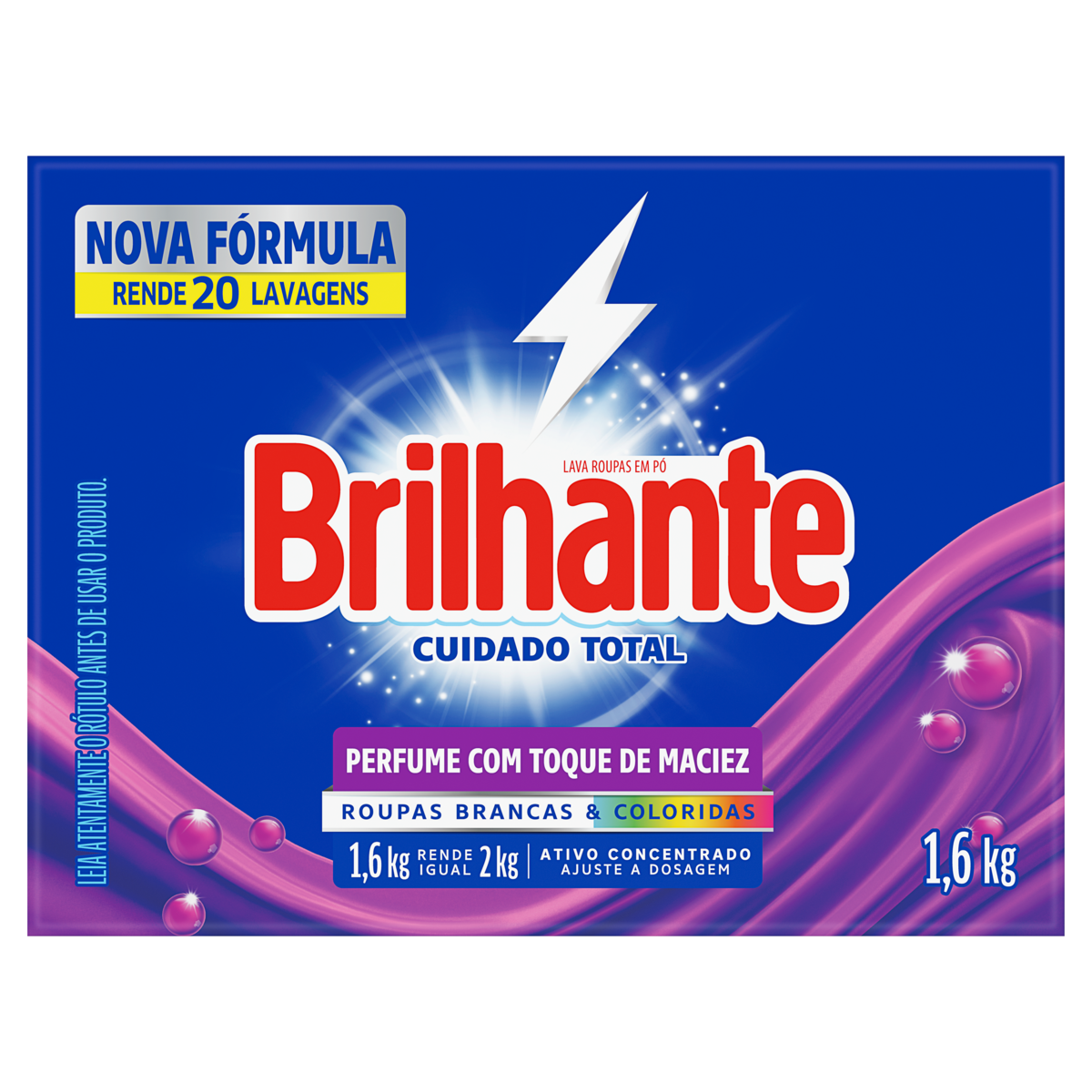 LAVA-ROUPAS PÓ BRILHANTE CUIDADO TOTAL CAIXA 1,6KG