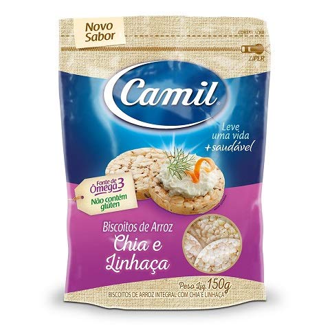 BISCOITO DE ARROZ INTEGRAL CHIA E LINHAÇA CAMIL POUCH 150G