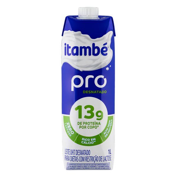 LEITE UHT DESNATADO ZERO LACTOSE ITAMBÉ PRO CAIXA COM TAMPA 1L